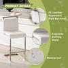 LUFTUT Bar Stools Set of 4,25" Counter Height Bar Stools with Footrest,White Faux Leather Kitchen Stools with Chrome Plated Metal Leg,Counter Height Stools Ideal for Island Pub Kitchen Counter. view 4