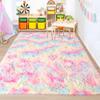 2x3 Hot Pink and 5x8 Rainbow Soft Fluffy Area Rugs for Bedroom Kids Room Plush Shaggy Nursery Rug Furry Throw Carpets for Boys Girls, College Dorm Fuzzy Rugs Living Room Home Decorate Rug view 3