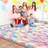 2x3 Hot Pink and 5x8 Rainbow Soft Fluffy Area Rugs for Bedroom Kids Room Plush Shaggy Nursery Rug Furry Throw Carpets for Boys Girls, College Dorm Fuzzy Rugs Living Room Home Decorate Rug view 4