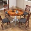 COSTWAY Round Dining Table for 4, 39 inch Kitchen Table with Solid Rubber Wood Frame, Adjustable Foot Pads, Curved Trestle Legs, Mid Century Rustic Dinning Table for Living Room (Walnut+White) view 2