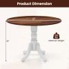 COSTWAY Round Dining Table for 4, 39 inch Kitchen Table with Solid Rubber Wood Frame, Adjustable Foot Pads, Curved Trestle Legs, Mid Century Rustic Dinning Table for Living Room (Walnut+White) view 3
