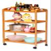 HAOKAZLBR Bar Serving Cart for Hotel Luxury Restaurant, Storage Kitchen Cart Serving Bar Cart Utility Trolley Organizer Rack with 3/4 Shelves for Living Room, Bathroom, Bamboo (Size : 4 Floors) view 1