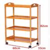 HAOKAZLBR Bar Serving Cart for Hotel Luxury Restaurant, Storage Kitchen Cart Serving Bar Cart Utility Trolley Organizer Rack with 3/4 Shelves for Living Room, Bathroom, Bamboo (Size : 4 Floors) view 2