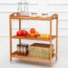 HAOKAZLBR Bar Serving Cart for Hotel Luxury Restaurant, Storage Kitchen Cart Serving Bar Cart Utility Trolley Organizer Rack with 3/4 Shelves for Living Room, Bathroom, Bamboo (Size : 4 Floors) view 3