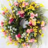 23.6 Inch Artificial Spring Wreaths, Front Door Wreath Indoor Outdoor Decorative Hanging Wreath, Spring Summer Flower Wreaths for All Seasons Door Wall Window Festival Farmhouse Mother's Day(#1) view 2