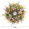 23.6 Inch Artificial Spring Wreaths, Front Door Wreath Indoor Outdoor Decorative Hanging Wreath, Spring Summer Flower Wreaths for All Seasons Door Wall Window Festival Farmhouse Mother's Day(#1) view 3