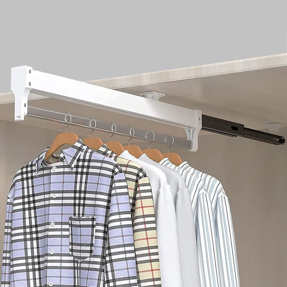 Closet Rod for Hanging Clothes, Bedroom - Heavy Duty Extendable Pull Out Closet Rod, Wardrobe Pull Out Clothes Hanger Rail, Extendable Closet Rod Pull Out Clothes Hanger Rail ( Size : 600MM/23.6INCH )
