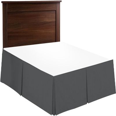 Texonic Split Corner Bed Skirt 15 Inch Drop Rv King Size 100% Egyptian Cotton Wrinkle and Fade Resistant Long Staple Premium 600 Thread Count Dark Grey Solid