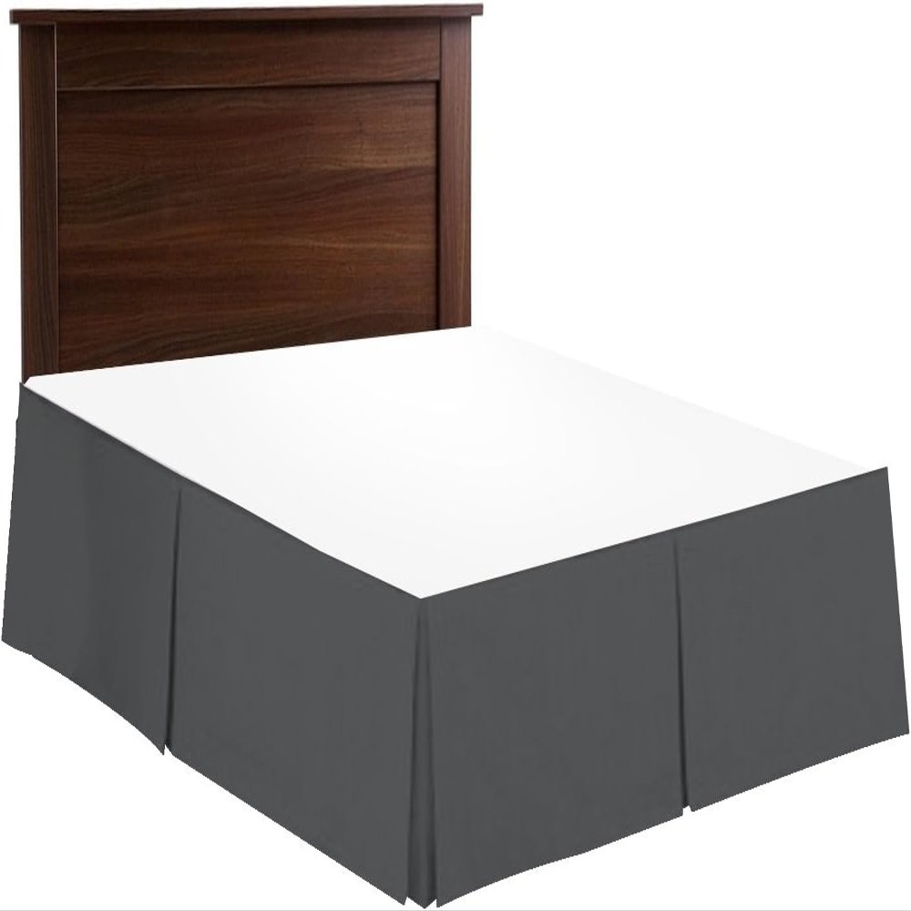 Texonic Split Corner Bed Skirt 15 Inch Drop Rv King Size 100% Egyptian Cotton Wrinkle and Fade Resistant Long Staple Premium 600 Thread Count Dark Grey Solid
