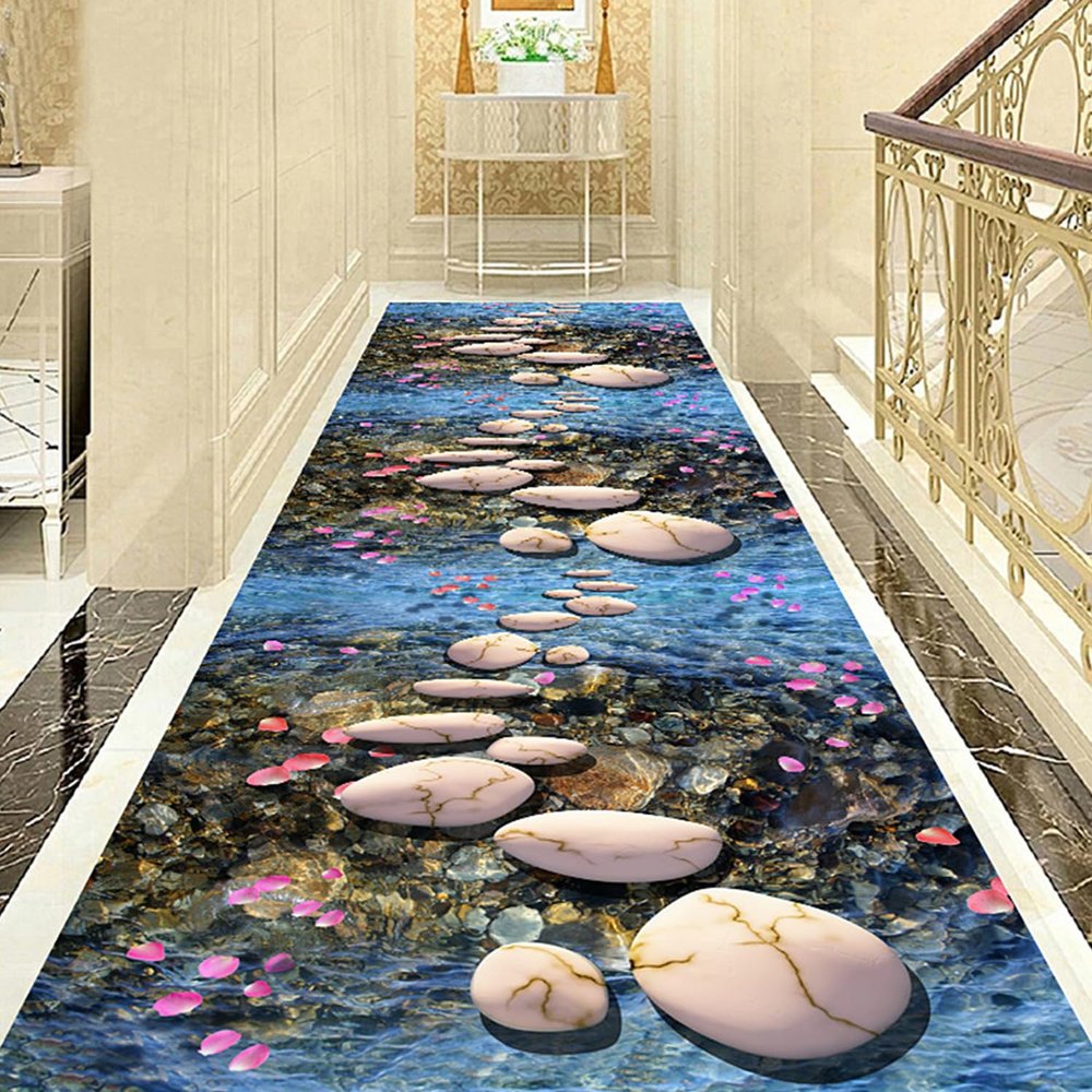 2x11ft Non Slip Hallway Runner Rug with Rubber Backing Soft Fuzzy Washable Low-Pile Carpet, Non-Shedding Stain Resistant Kitchen Mat for Laundry Living Room