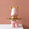 Gold Coin cat, Tree Branch Shelf Key Tray for entryway TableEntrance Statue DecorSculptures Home DecorResin Modern House DecorTray Ornaments Office Home (Pink Violent Bear) view 1