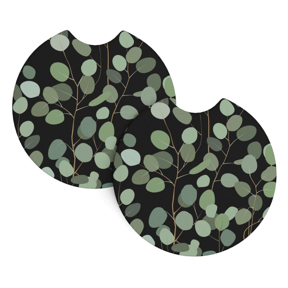 YIPOCH sage Green Car Cup Coasters Rubber Car Coasters Set of 2 Car Coasters for Cup Holders 2.75"" Car Coaster with Notch Drink Coasters Car Accessories for Men Women Interior