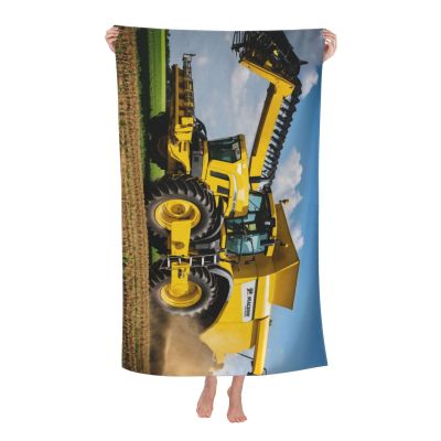 WURTON Company Farm Tractor Print Personalized Beach Towel Pool Towels for Summer Vacation, Beach Essentials Gifts