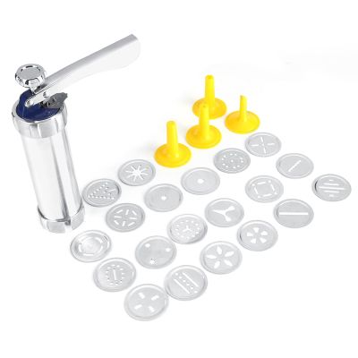 Cookie Press Gun Kit, Stainless Steel Cookie Press Set, Cookie Press for Baking, Cookie Press Gun Kit with 4 Nozzles and 20 for Home DIY Cookies Cake Decoration Baking Gifts