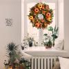 Flower Grass Golden Pumpkin Harvest Festival Wreath Artificial Wreath Ornament Autumn Door Decoration Wreath view 2