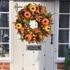 Flower Grass Golden Pumpkin Harvest Festival Wreath Artificial Wreath Ornament Autumn Door Decoration Wreath view 3