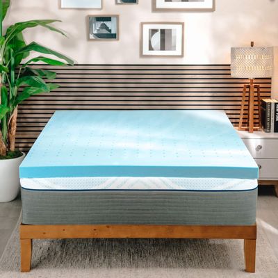Clara Clark Mattress Topper, 4 Inch Memory Foam Topper, Gel Infused Memory Foam Mattress Topper, Ventilated Design Mattress Pad, Twin XL