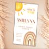 First Trip Around The Sun, Personalized Boho Rainbow Birthday Party Invitation, Digital or Printed Options view 4