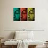 ElephantStock Buddha Face Wall Art - Horizontal Canvas - 3-Piece Living Room Wall Decor - Canvas Set Photography Canvas Print - Black and Red Decor for Wall by Mark Ashkenazi - 33" X 20" view 2