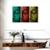 ElephantStock Buddha Face Wall Art - Horizontal Canvas - 3-Piece Living Room Wall Decor - Canvas Set Photography Canvas Print - Black and Red Decor for Wall by Mark Ashkenazi - 33" X 20" view 3