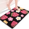Anybar Black Bathroom Rugs Cute Strawberry Flower Bath Mat Bathroom Accessories, Funny Colorful Non Slip Floor Bath Rug Machine Washable Bathmat Soft Microfiber Carpet for Shower, Bathtub (18x25 inch) view 1