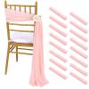 16 Pieces Chair Sashes with Ribbons 8ft Long Blush Soft Fabric Drapes for Wedding Church Chair Aisle Decorations view 1