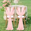 16 Pieces Chair Sashes with Ribbons 8ft Long Blush Soft Fabric Drapes for Wedding Church Chair Aisle Decorations view 2