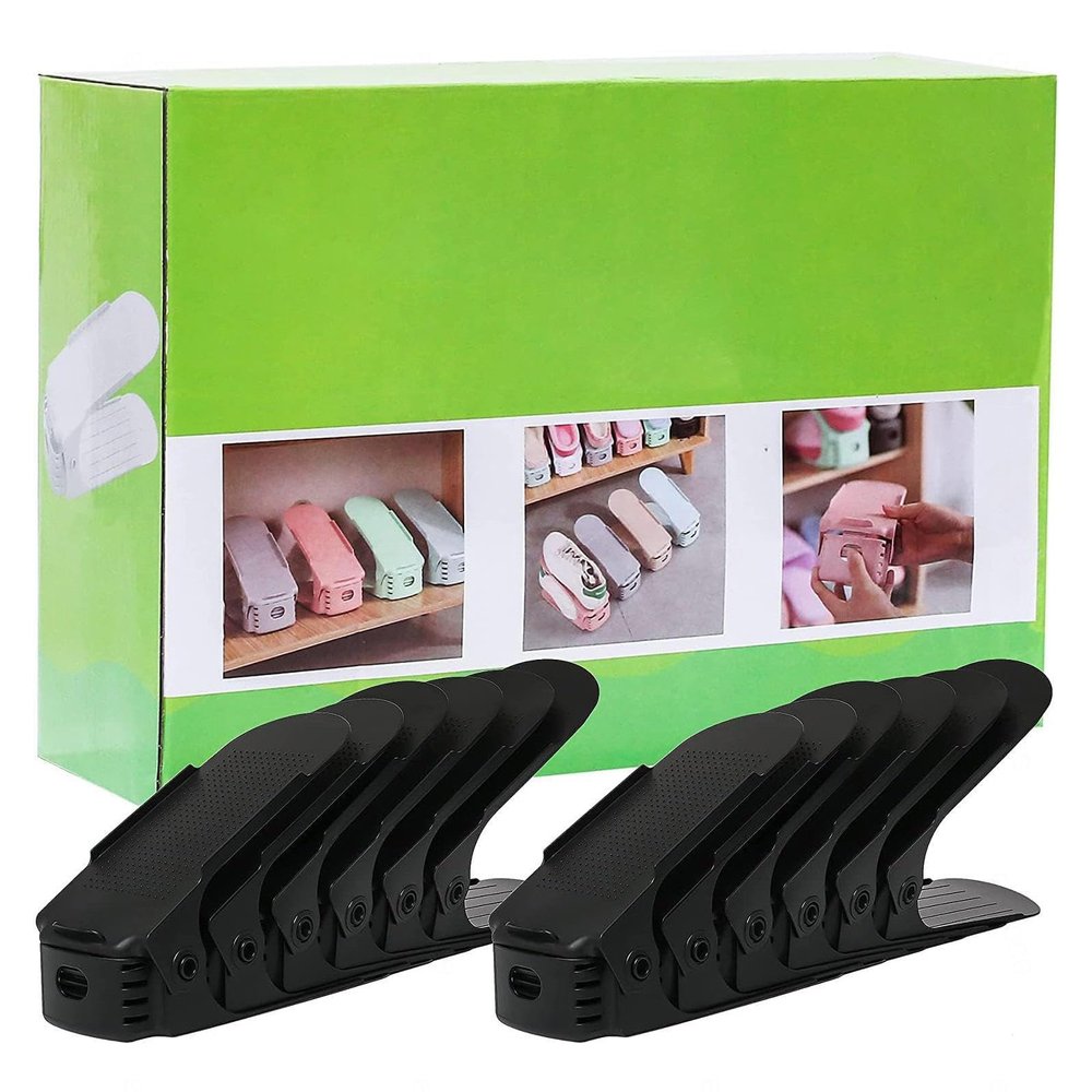 AKYLDI Shoe Slot Organizer, Adjustable Shoe Stacker, Double Deck Shoe Organizer for Closet for Freestanding Stacking Shoe Holder,Black-30