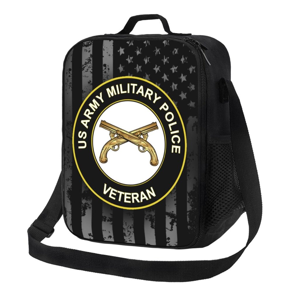 United States Army Veteran Military Police Veteran Lunch Box with Side Pocket Leakproof Portable Lunch Bags for Office Beach Work