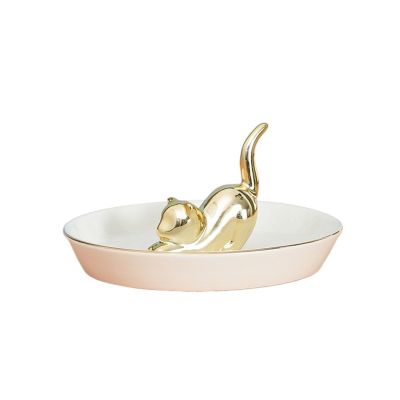 LUNCHS Cactus Ring Holder Trinket Dish Ceramics Ring Dish Wedding Anniversary Christmas Birthday Gift Storage Earrings, Rings, Bracelets Jewelry Dish(Color:Cat)