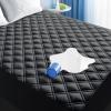 MEELUS King Mattress Protector, Breathable Waterproof Mattress Pad Cover Fitted Deep Pocket 8"-21", Soft Noiseless Mattress Cover Washable Cooling Padded for Home Hotel Bedroom, Black view 1