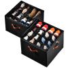 INSTY 2 Pack Shoe Organizer for Closet, Fits up to 32 Pairs, Adjustable Dividers for Shoe Storage, Space-Saving Shoe Bins and Clear Top, Black view 1