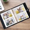 Photo Album 4x6 200 Photos,Genuine Leather Photo Albums with Writing Space with 30 Writing Paper,Travel Family Wedding Kids Graduation Ultrasound Baby Picture Album Scrapbook Photo AlbumBlue view 2