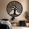 XXQ Tree of Life Metal Wall Art, 19-Inch Family Tree Wall Decor Sculpture for Indoor and Outdoor Use Available in Black White Silver and Gold (Black, 35" x 35" / 90 x 90cm) view 3