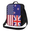 America New Zealand Friendship Flag Lunch Box with Side Pocket Leakproof Portable Lunch Bags for Office Beach Work view 1