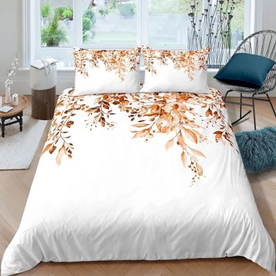 KQZVCU Flower Leaf Queen Size Bedding Set White Comforter Cover Bedding Quilt King Size Duvet Cover for Bedroom Decor 220x240cm /80x80cmx2
