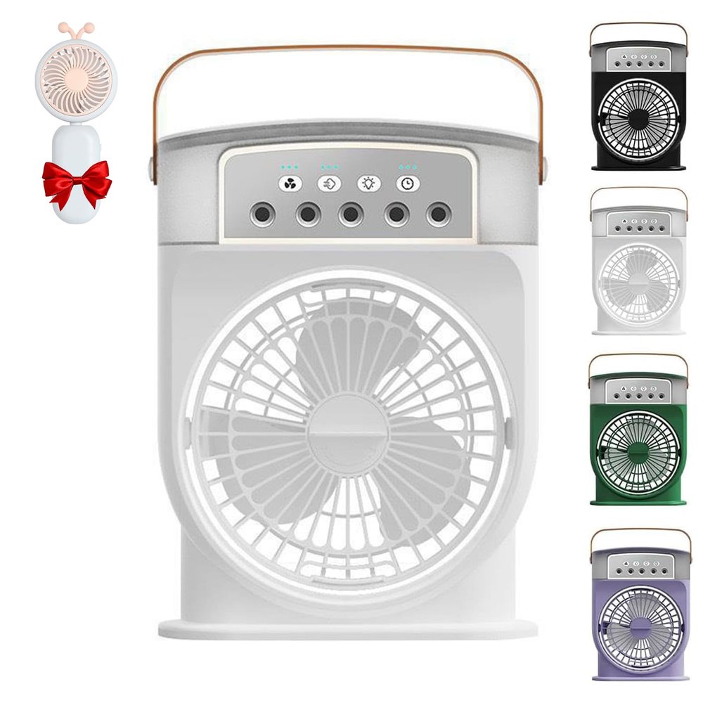 XLATD Polarlux Air Cooler, Portable Air Conditioner with 3 Wind Speeds, Rechargeable Portable Mini Misting Fan Hat, Blows Cold Air (White, Plug in Model)