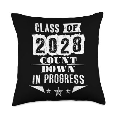 Steffeine Vintage Back To School Class Of 2028 Count Down Graduation 28 Freshman First Day Throw Pillow, 18x18, CS0D0CSQEWAUS_18X18