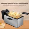 XARONF Stainless Steel Deep Fat Fryers Cool Touch Handle Housing Kitchen Countertop with Lids and Oil Basketes & Temperature Control for French Fries Fried Chicken Donuts (Color : Steel, Size : 7L) view 2