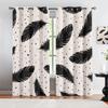 Abstract Black Feather Art Blackout Curtains, European Bohemian Polka Dots Printed Curtains, Thermal Insulated Drapes Darkening Window Curtain, for Bedroom Living Room Kitchen Hotel 52"W x 90"L view 1
