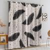 Abstract Black Feather Art Blackout Curtains, European Bohemian Polka Dots Printed Curtains, Thermal Insulated Drapes Darkening Window Curtain, for Bedroom Living Room Kitchen Hotel 52"W x 90"L view 2