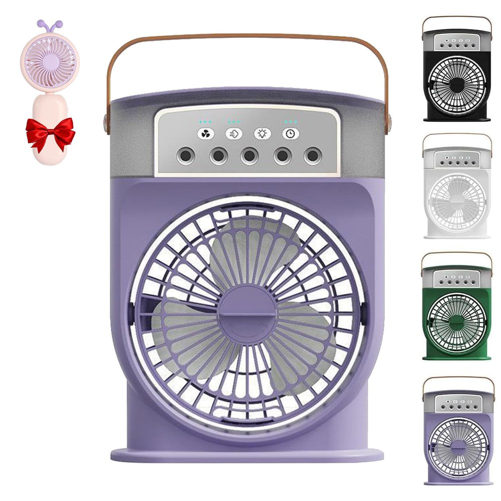 XLATD Polarlux Air Cooler,Polarlux Ice Fan,Polarlux Air Conditioner,Polarlux Portable Cooling Fan,Rechargeable Portable Mini Misting Fan Hat Blow Cold Air with 3 Wind Speeds (Purple,Plug in Model)