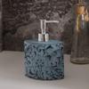 GRDDBZA Art Soap Dispenser for Bathroom Kitchen Hotel, Dishwashing Soap Dispenser, Blue Retro Flower Carving Ceramics Lotion Bottle Bathroom Refillable Hand Soap Dispenser with Silver Pump view 2