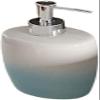 GRDDBZA Art Soap Dispenser for Bathroom Kitchen Hotel, Simple Retro Blue White Stitching Color Ceramics Lotion Bottle Bathroom Refillable Hand Soap Dispenser with Silver Pump for Kitchen view 1