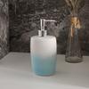 GRDDBZA Art Soap Dispenser for Bathroom Kitchen Hotel, Simple Retro Blue White Stitching Color Ceramics Lotion Bottle Bathroom Refillable Hand Soap Dispenser with Silver Pump for Kitchen view 2