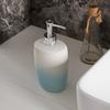 GRDDBZA Art Soap Dispenser for Bathroom Kitchen Hotel, Simple Retro Blue White Stitching Color Ceramics Lotion Bottle Bathroom Refillable Hand Soap Dispenser with Silver Pump for Kitchen view 4