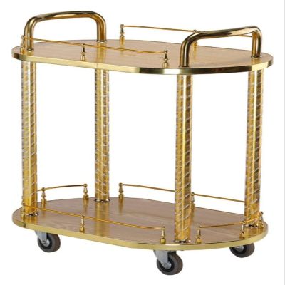 Bar Serving Cart for Hotel Luxury Restaurant, Drinks Trolley On Wheels Fully Assembled, Liquor Trolley | Serving Trolley For 5 Star Hotel And Club Bar Cart Drinks Serving Tea Trolley ( Color : Gold )