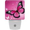 KikandKo 2 Pack Butterflies Night Light for Kids, Pink Butterflies Night Light Plug into Wall, Dusk to Dawn Nightlight for Childrens Room Decor, Christmas Birthday Gifts for Kids, 7.6x7.6cm/3inx3in view 1
