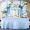 2 Packs Baby Blue Table Clothes for 4 Foot Rectangle Tables, One-Piece Wrinkle Resistant Stretch Spandex Table Covers with Skirt for Event Banquet Wedding Birthday Party view 3