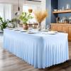 2 Packs Baby Blue Table Clothes for 4 Foot Rectangle Tables, One-Piece Wrinkle Resistant Stretch Spandex Table Covers with Skirt for Event Banquet Wedding Birthday Party view 4